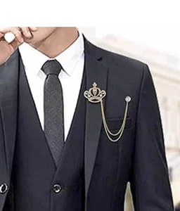 Royal Crown Tassel Chain Collar Brooch - Available at AfnoBazar Nepal