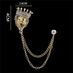 Vintage Lion Rhinestone Tassel Chain Brooch for Men - Available at AfnoBazar Nepal