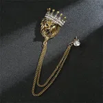 Vintage Lion Rhinestone Tassel Chain Brooch for Men - Available at AfnoBazar Nepal