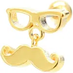 Golden and Black Brass Moustache with Spectacles Brooch - Available at AfnoBazar Nepal
