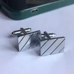 Silver Stripe Cufflinks and Studs - Available at AfnoBazar Nepal