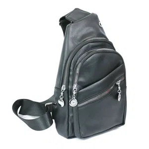 Men Leather Cross Body Chest Bag with USB Port - Available at AfnoBazar Nepal