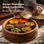 Wooden Masaladani (Acacia Wood Spice Box) - Available at AfnoBazar Nepal