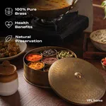 Brass Masaladani (Acacia Wood Box with Brass Containers) - Available at AfnoBazar Nepal