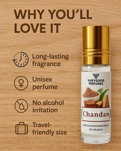 Varygood Perfumes Chandan (Sandalwood) Attar 8ml - Available at AfnoBazar Nepal
