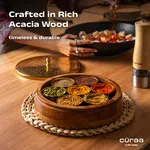 Wooden Masaladani (Acacia Wood Spice Box) - Available at AfnoBazar Nepal