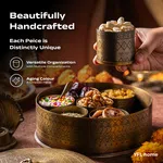 Brass Masaladani (Acacia Wood Box with Brass Containers) - Available at AfnoBazar Nepal
