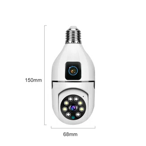 2+2 MP Dual Lens 360° WiFi Bulb Camera 1080P HD CCTV Security Camera E27 Panoramic PTZ Camera with Color Night Vision Two Way Audio - Available at AfnoBazar Nepal