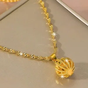 1pc Fashion Copper Hollow Out Ball Pendant Necklace For Women For Daily Decoration - Available at AfnoBazar Nepal