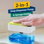 2-in-1 Kitchen Soap Dispenser with Sponge Holder - Refillable Liquid Soap Pump image 1