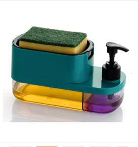 3-in-1 Kitchen Soap Dispenser with Sponge Holder - 19.5 x 10.25 x 9cm
