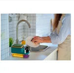 3-in-1 Kitchen Soap Dispenser with Sponge Holder - 19.5 x 10.25 x 9cm image 2