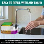 3-in-1 Kitchen Soap Dispenser with Sponge Tray - Dishwashing Liquid Holder image 2