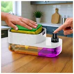 3-in-1 Kitchen Soap Dispenser with Sponge Tray - Dishwashing Liquid Holder image 3
