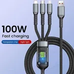 3-in-1 Universal Charging Cable - 100W Fast Charge with Auto Shut-Off and Data Transfer image 1