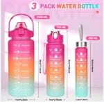 3-in-1 Motivational Water Bottle Set - 2000ml, 900ml and 280ml with Time Markers image 1