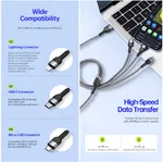 3-in-1 Universal Charging Cable - 100W Fast Charge with Auto Shut-Off and Data Transfer image 2