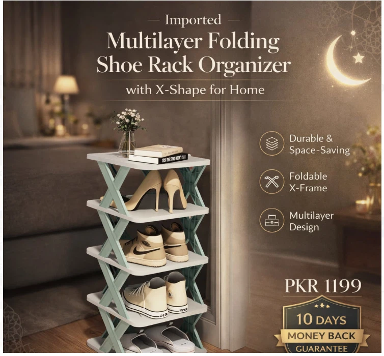 5 Tier X-Shaped Shoe Rack - Easy Assembly Shoe Organiser for Entryway