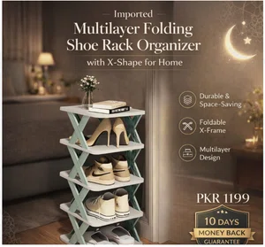 5 Tier X-Shaped Shoe Rack - Easy Assembly Shoe Organiser for Entryway