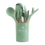 12 Piece Silicone Spatula Set - Heat Resistant Kitchen Utensils with Wooden Handles and Holder image 6