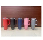 40oz Insulated Tumbler with Handle and Straw - Stainless Steel Travel Mug image 2