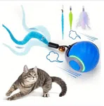 Automatic Rolling Ball Toy for Cats and Dogs - Interactive Toy with Feather Tail image 1