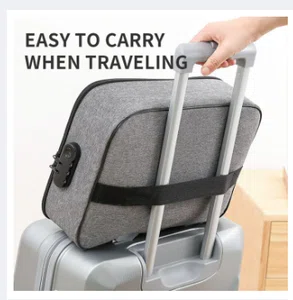Document and Passport Storage Bag with Lock - Travel Organiser with Luggage Holder