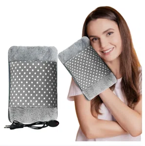 Electric Heating Gel Bag with Velvet Cover - Rechargeable Hand Warmer and Hot Water Bag