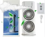 Double-Ended Portable Air Cooler Fan - Dual Mist Spray with LED Light image 2