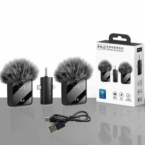 F11-2 Dual Wireless Lavalier Microphone - Plug and Play Mic for Type-C, Lightning and 3.5mm