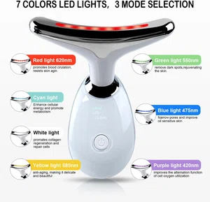 EMS Facial Beauty Massager - Face and Neck Device with 7 Colour LED Light Therapy