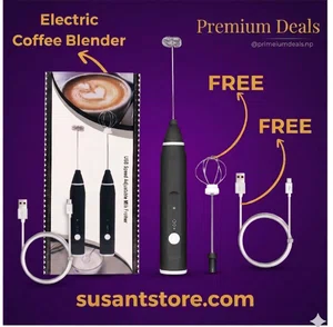 Handheld Milk Frother - Electric Whisk for Coffee, Lattes and Drink Mixing
