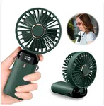 Foldable Neck Hanging Fan - USB Rechargeable 5 Speed Fan with Phone Stand and Display image 3