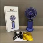 Foldable Neck Hanging Fan - USB Rechargeable 5 Speed Fan with Phone Stand and Display image 5