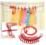 Multi-Functional Clothesline with 12 Clips - Portable Elastic Drying Rope image 1