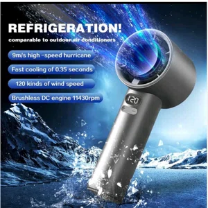 N68 Portable Handheld Fan - 1800mAh USB Turbo Fan with 120 Speed Settings, Gold Finish