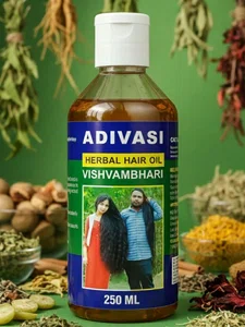 Natural Herbal Hair Oil 250ml - Adivasi Formula for Stronger Looking Hair