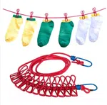 Portable Clothesline with 12 Clips - Elastic Travel Drying Rope with Hanging Hooks image 1