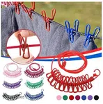 Portable Clothesline with 12 Clips - Elastic Travel Drying Rope with Hanging Hooks image 6