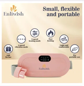 Period Heating Belt with Vibration Massage - 3 Heat Levels, LCD Display, Rechargeable