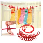 Portable Clothesline with 12 Clips - Elastic Travel Drying Rope with Hanging Hooks image 4