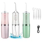 Portable Rechargeable Water Flosser - Cordless Oral Cleaner with USB Cable and Extra Nozzles image 1