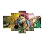 Radha Krishna Canvas Wall Painting - 5 Panel Print Set, 50 x 24cm Unframed image 2