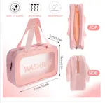 Transparent Toiletry Bag Set of 3 - PVC Travel Organiser Pouches for Makeup and Grooming image 5