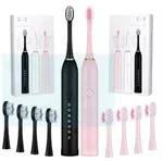 Sonic Electric Toothbrush Set of 2 - Rechargeable Brush with 2 Minute Timer image 2