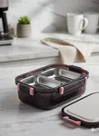 Stainless Steel Insulated Lunch Box - 3 Compartments with Leak-Proof Inner Lids image 2