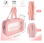 Transparent Toiletry Bag Set of 3 - PVC Travel Organiser Pouches for Makeup and Grooming image 3