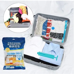 Vacuum Storage Bags Pack of 5 with Hand Pump - Reusable Space Saver Bags for Clothes