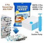 Vacuum Storage Bags with Hand Pump - Pack of 5 Reusable Ziplock Space Saver Bags image 3