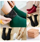 Women Velvet Fur Winter Socks - 1 Pair, Multicolour image 1